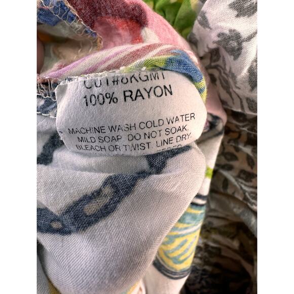 Jams World Dress Womens Sz Large Orange Yellow Abstract Floral Vacation Tropical - Picture 7 of 8